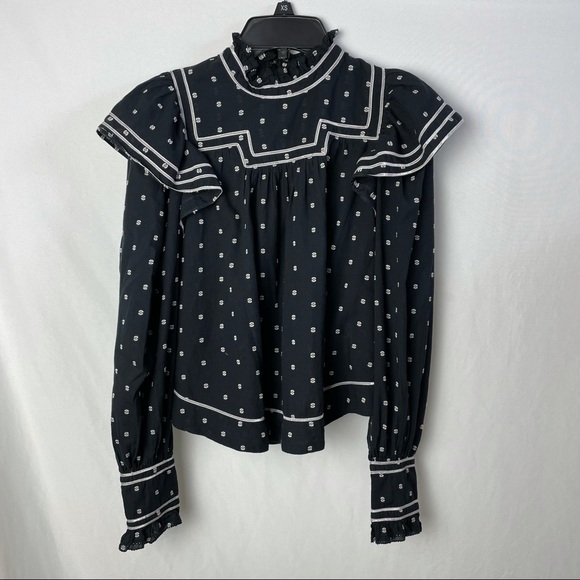 🌸NWT ulla johnson ester blouse in eclipse dot - Picture 12 of 13